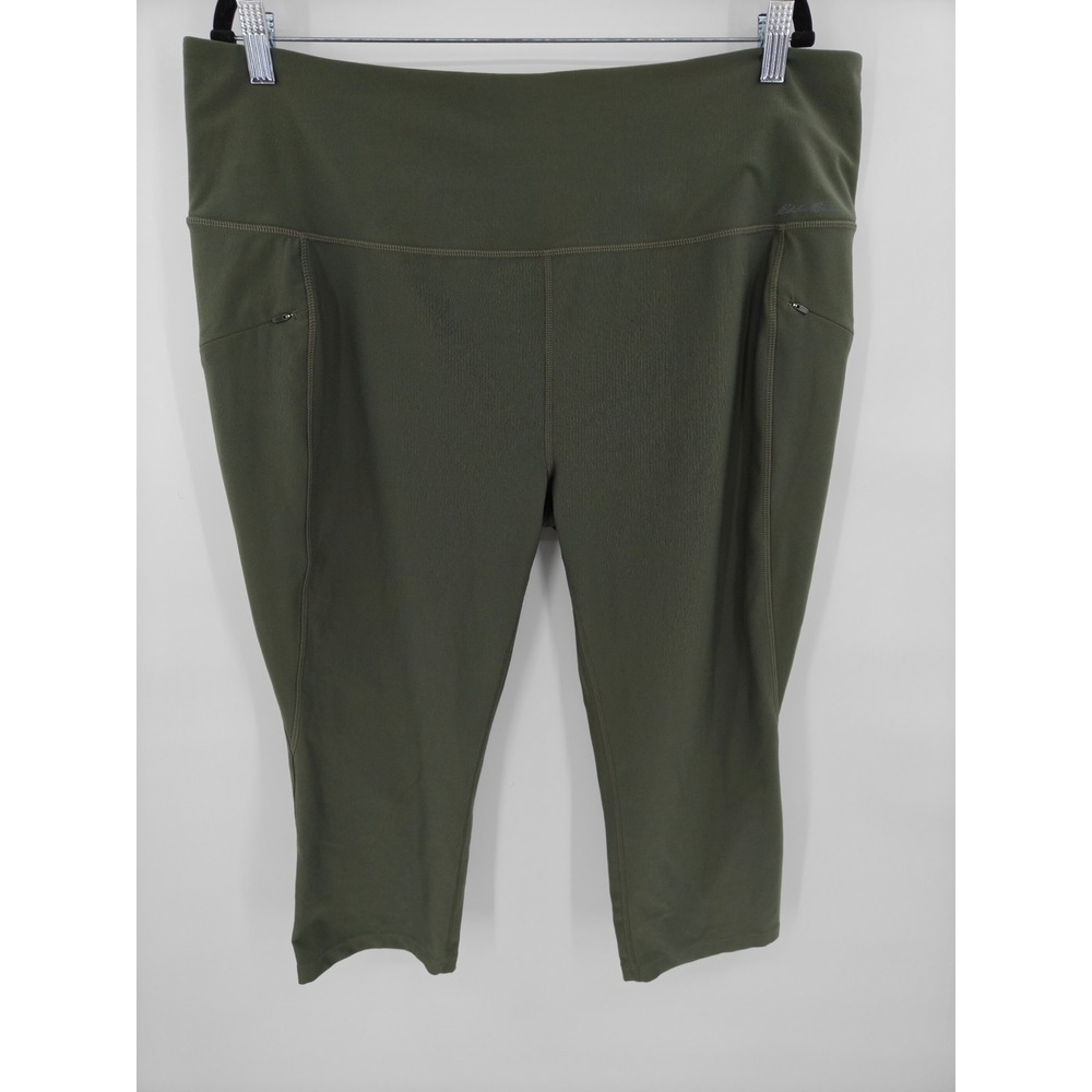 Eddie Bauer Womens 2XL Olive Green High Rise Cropped Pocket Leggings 21417026